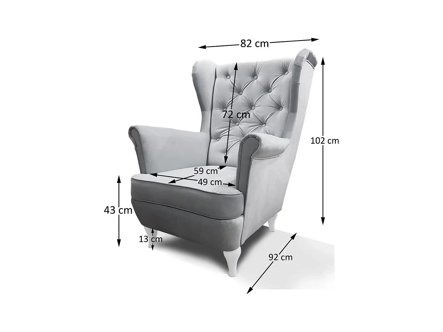 CHESTERFIELD-FAUTEUIL Falco beige clair avec pieds en bois blanc