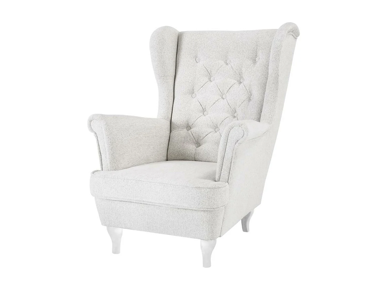 CHESTERFIELD-FAUTEUIL Falco beige clair avec pieds en bois blanc