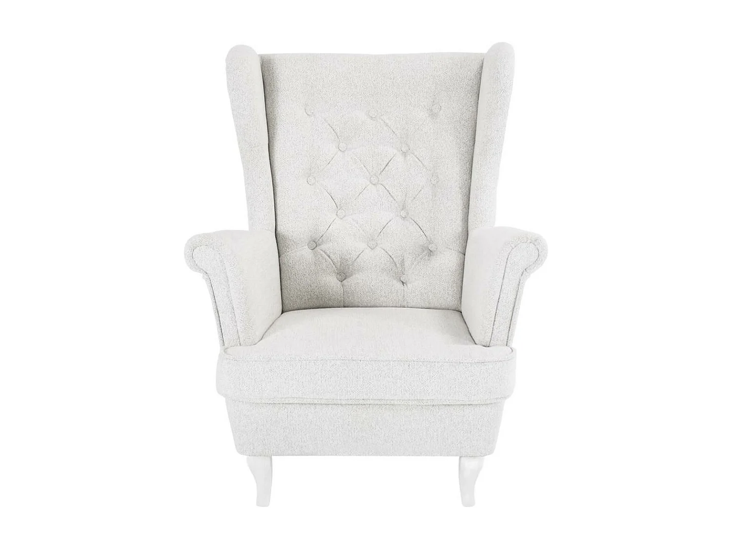 CHESTERFIELD-FAUTEUIL Falco beige clair avec pieds en bois blanc