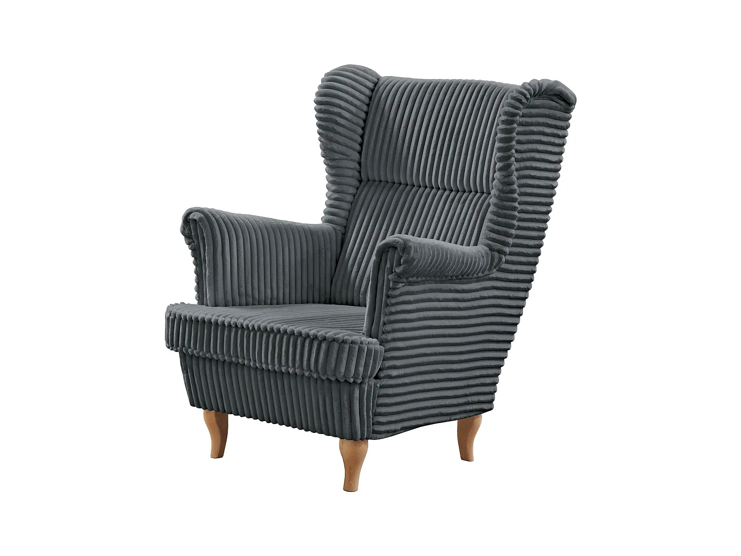 RELAXSESSEL Felix Dunkelgrau mit Buchenbeinen Cordstoff