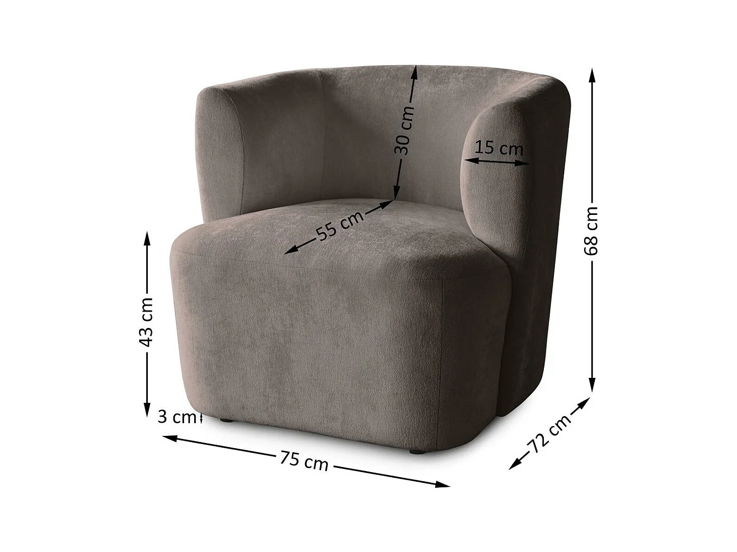 FAUTEUIL Nori marron velours