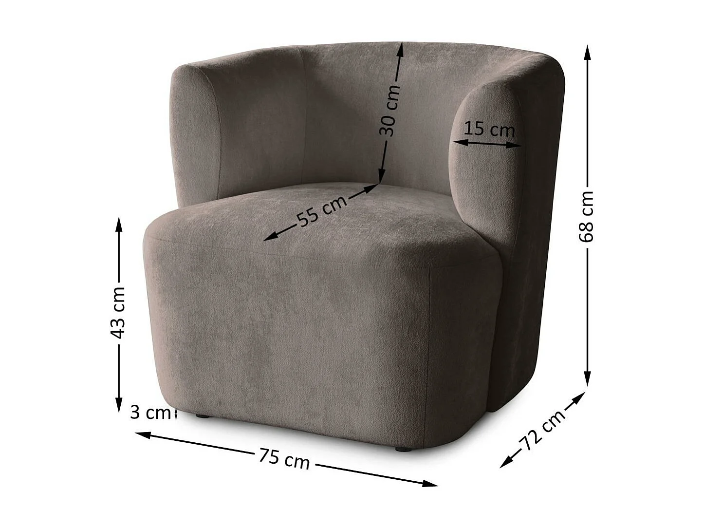 FAUTEUIL Nori marron velours