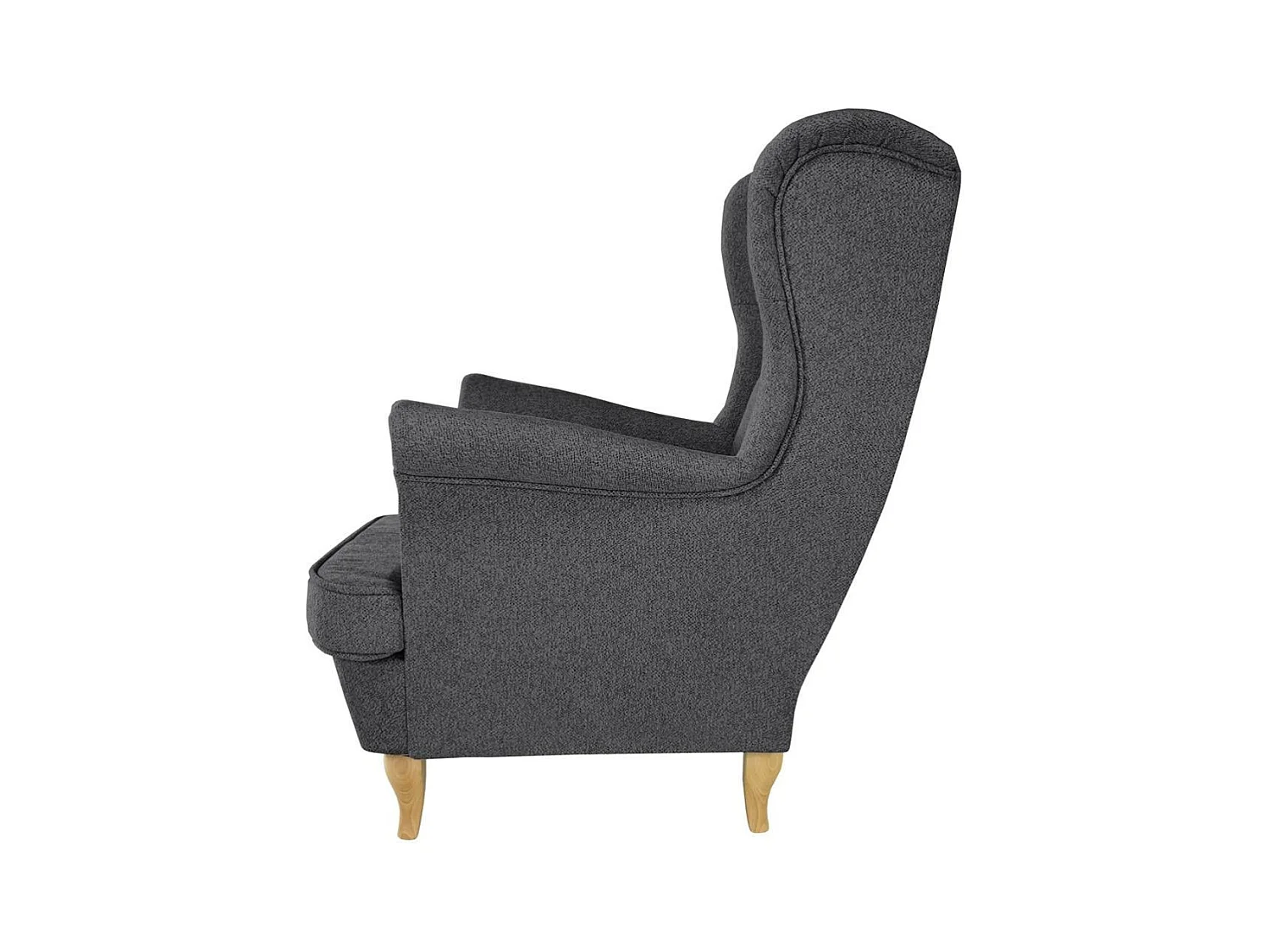 CHESTERFIELD-SESSEL Falco dunkelgrau mit Buche Holzbeinen