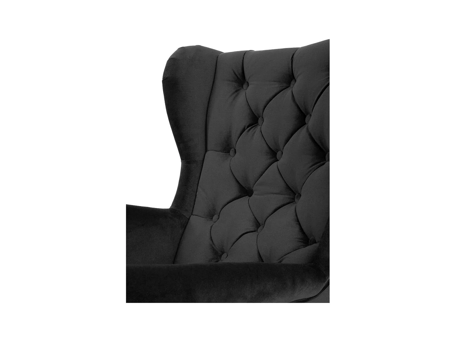 CHESTERFIELD-SESSEL Falco schwarz mit Holzbeinen