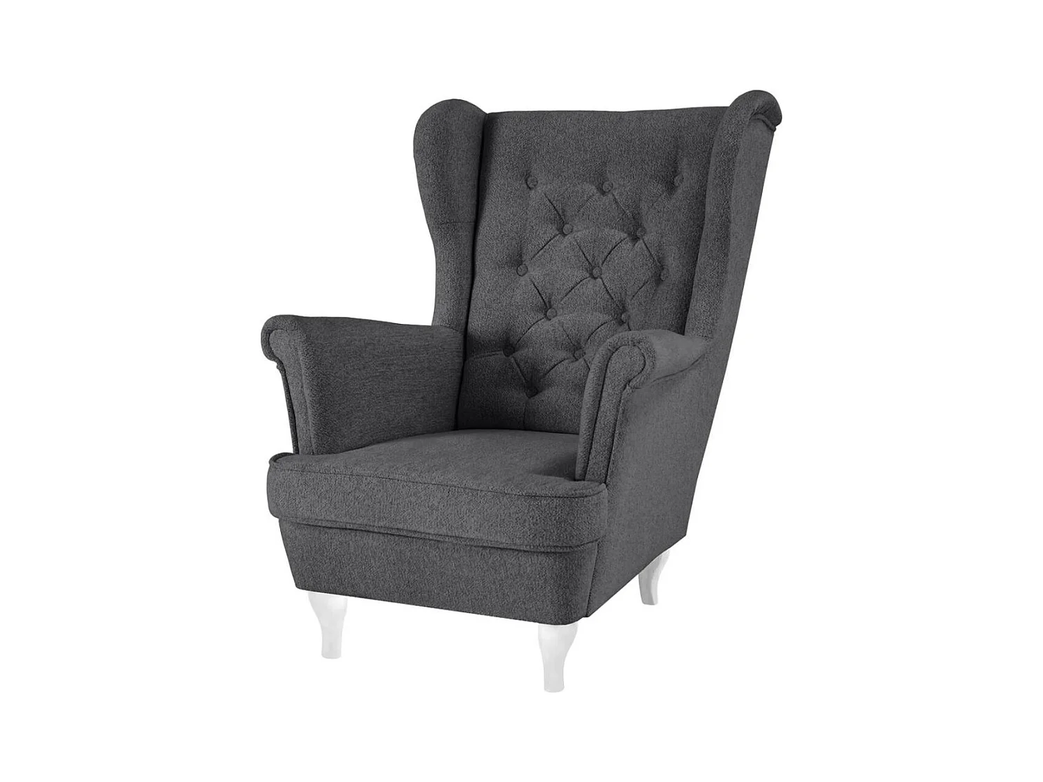 CHESTERFIELD-SESSEL Falco dunkelgrau mit Weiß Holzbeinen