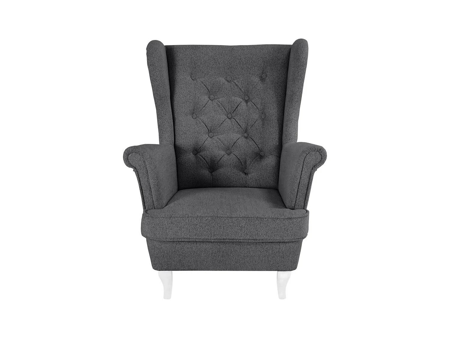 CHESTERFIELD-SESSEL Falco dunkelgrau mit Weiß Holzbeinen