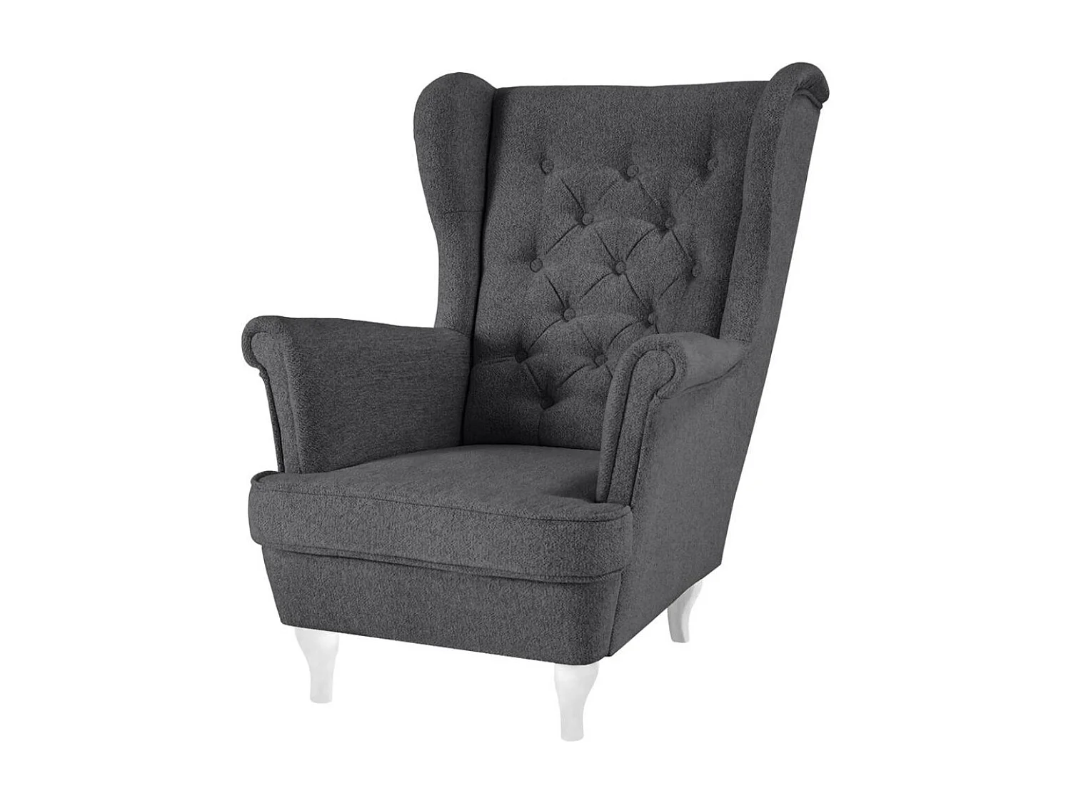 CHESTERFIELD-FAUTEUIL Falco gris foncé avec pieds en bois blanc