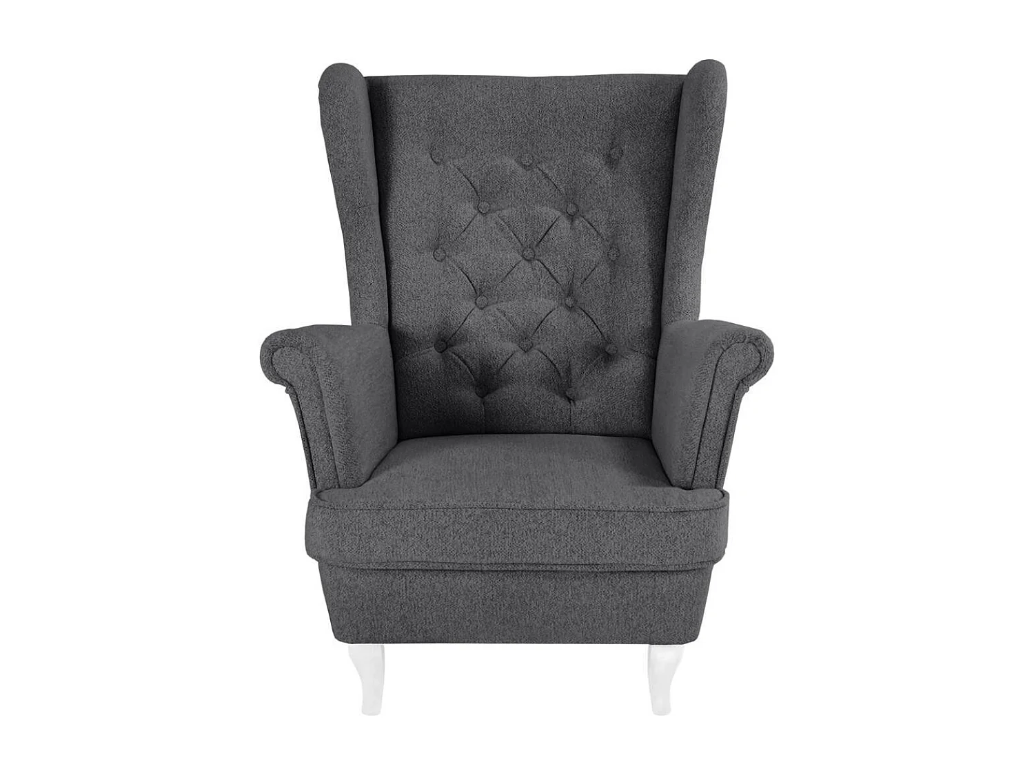 CHESTERFIELD-FAUTEUIL Falco gris foncé avec pieds en bois blanc