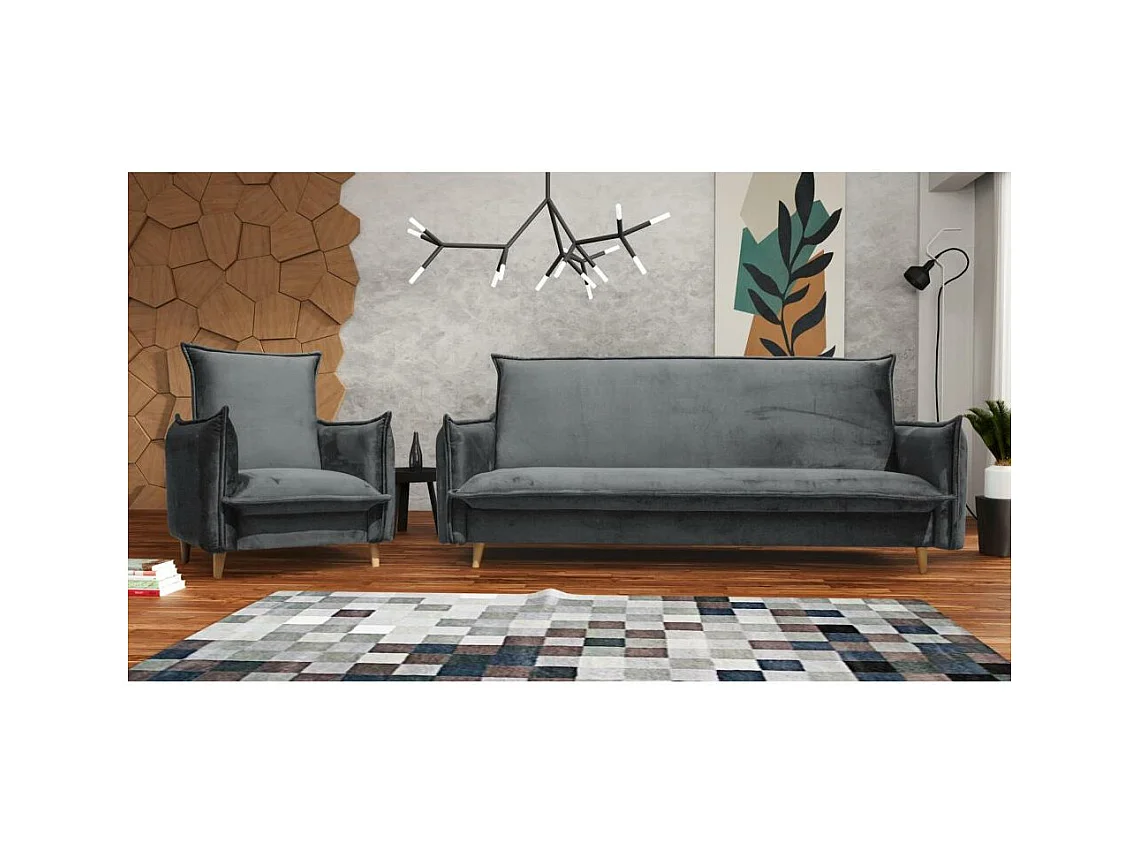 RELAXSESSEL Pillow grau mit Buchenbeinen