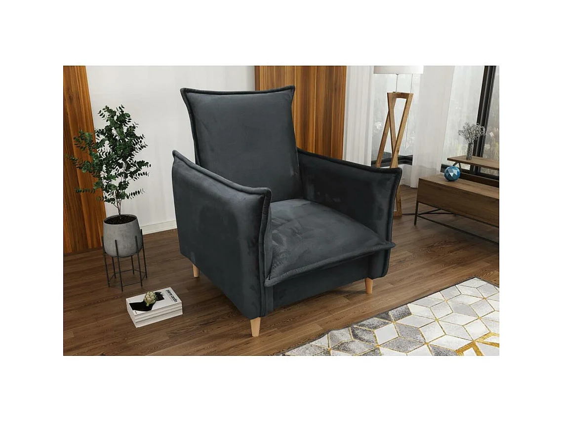 FAUTEUIL RELAX Pillow gris avec pieds en hêtre