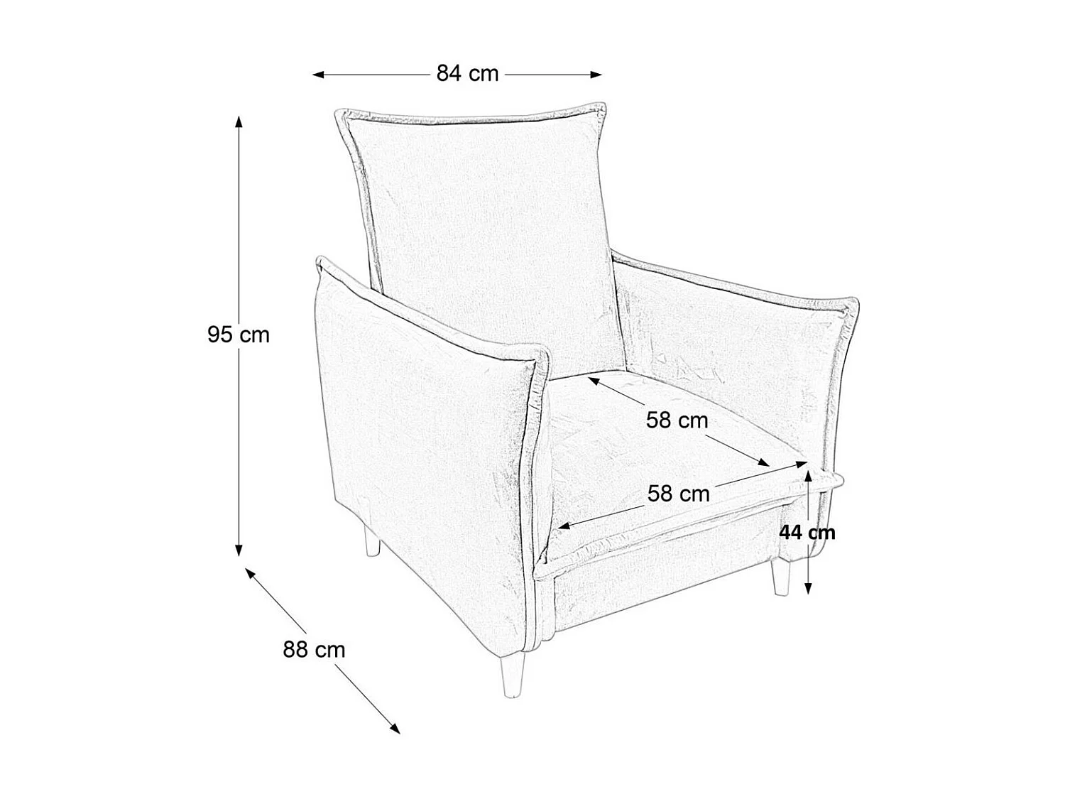 FAUTEUIL RELAX Pillow gris avec pieds en hêtre