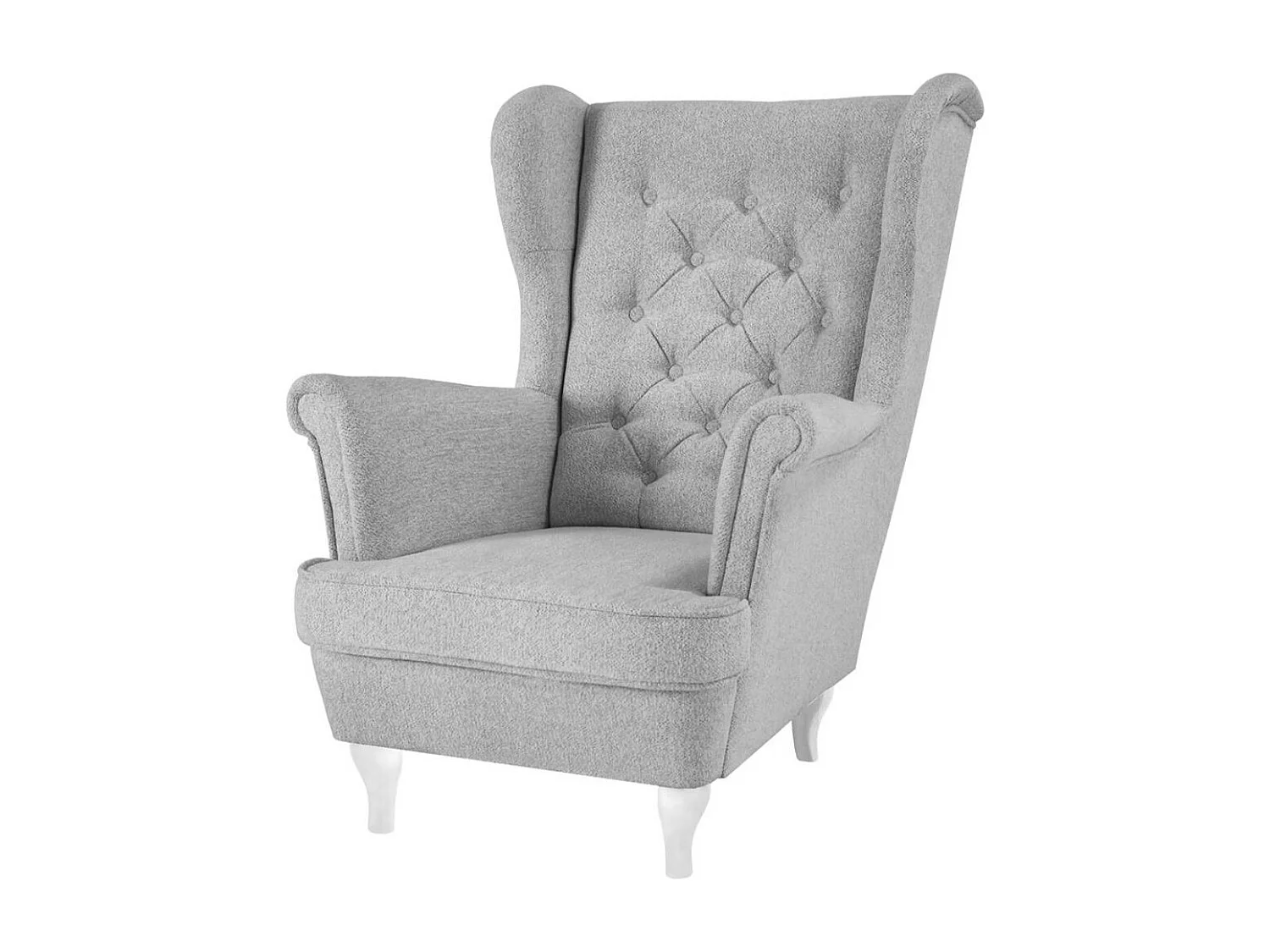 CHESTERFIELD-SESSEL Falco hellgrau mit Weiß Holzbeinen