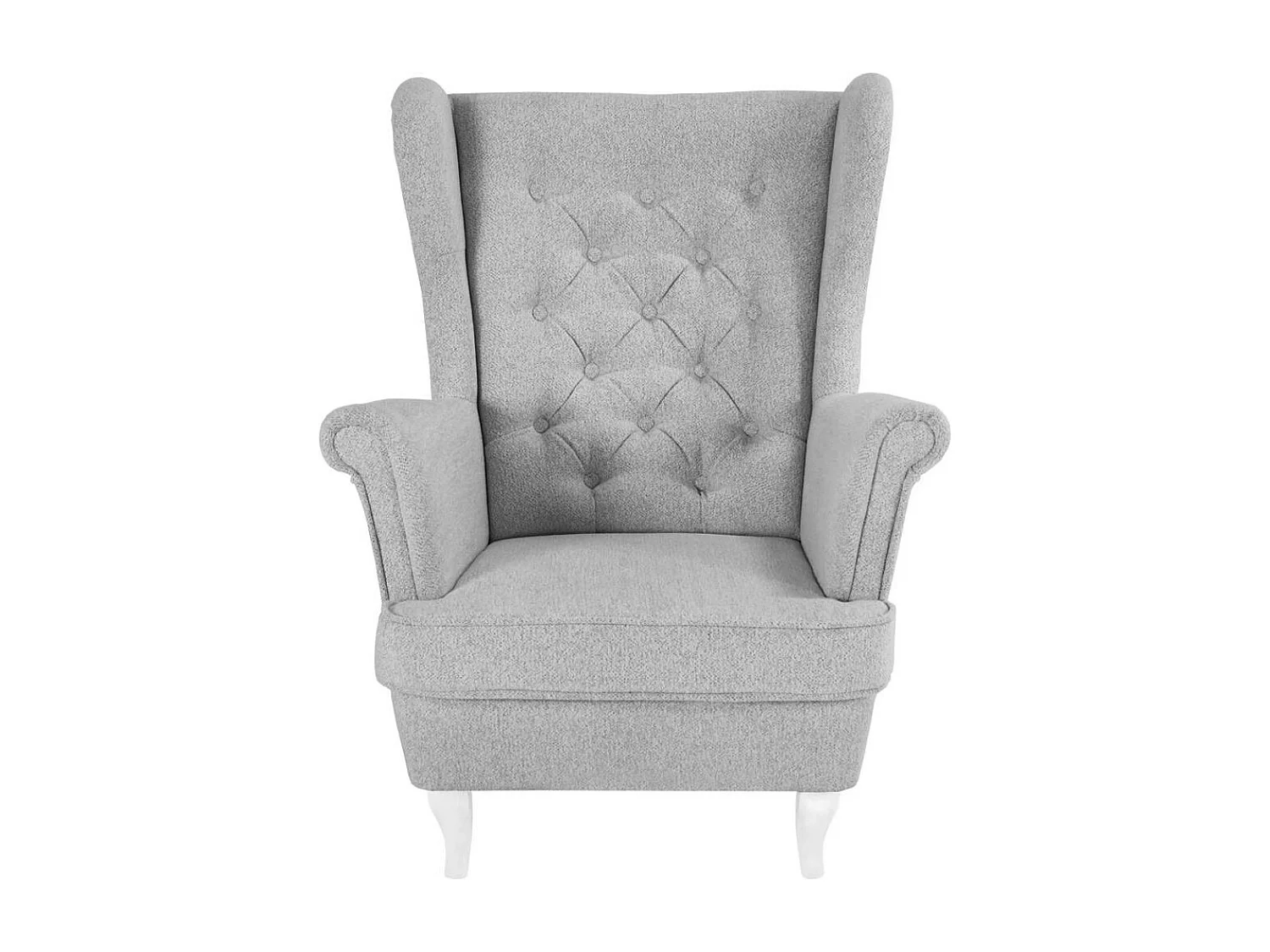 CHESTERFIELD-SESSEL Falco hellgrau mit Weiß Holzbeinen