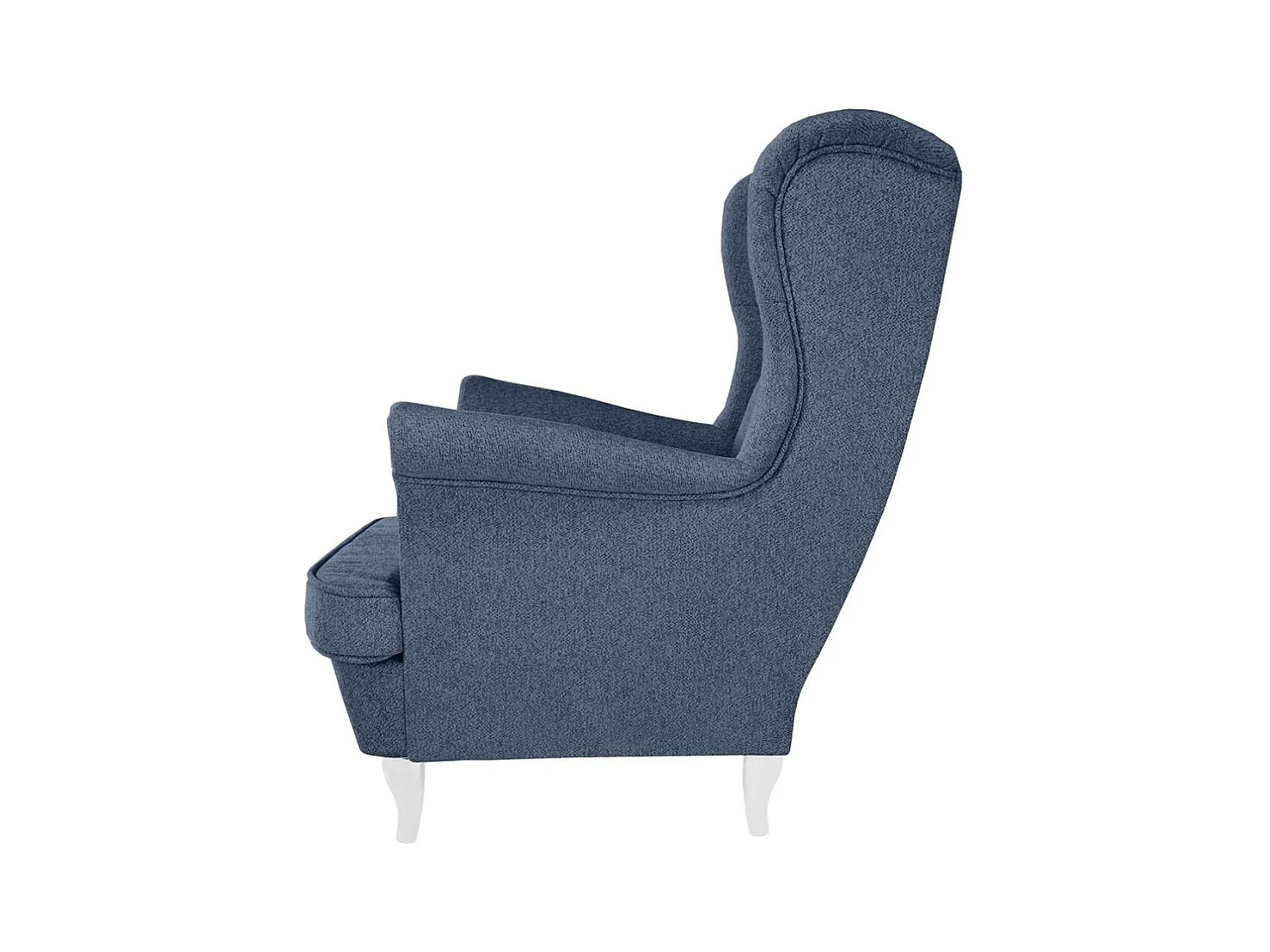 CHESTERFIELD-SESSEL Falco dunkelblau mit Weiß Holzbeinen
