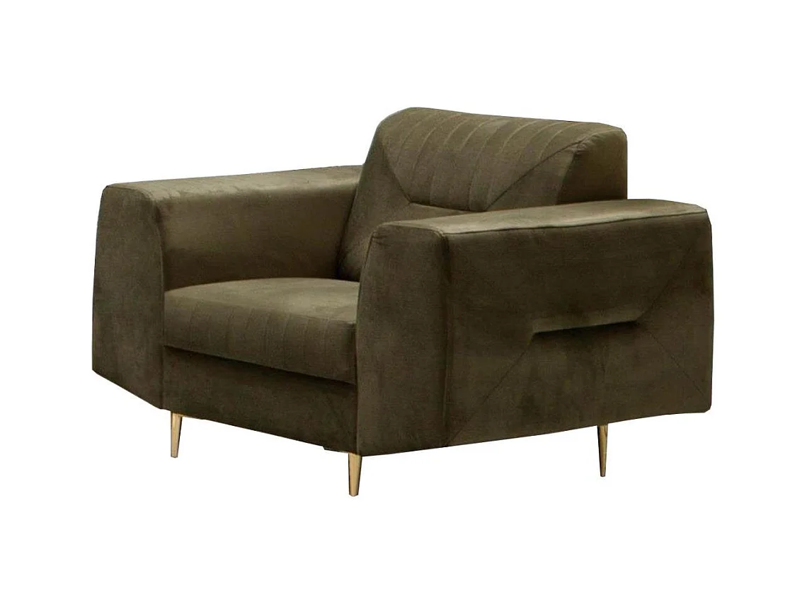 FAUTEUIL RELAX Venezia vert olive avec pieds dorés