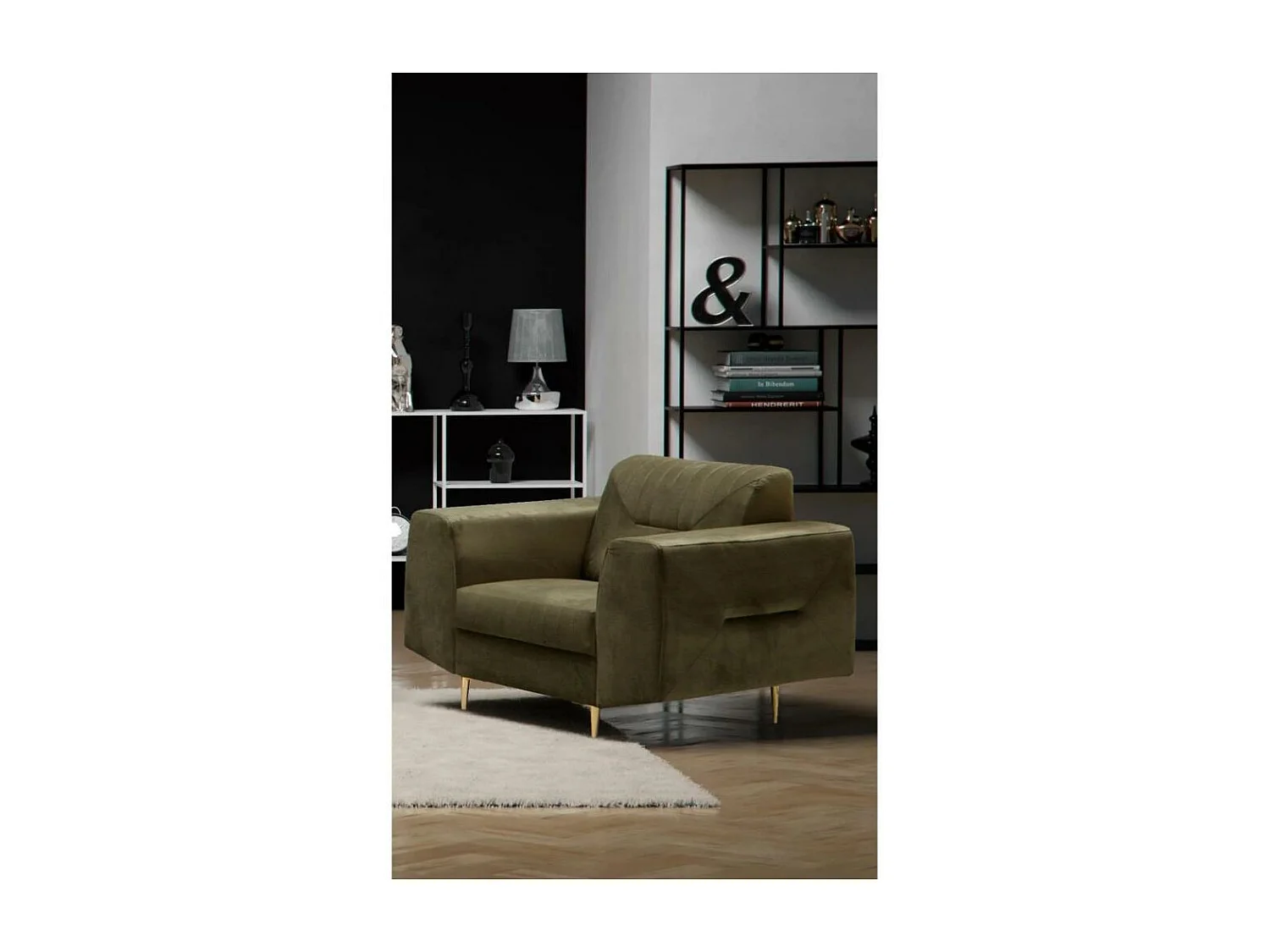 RELAXSTOEL Venezia olijfgroen met gouden poten