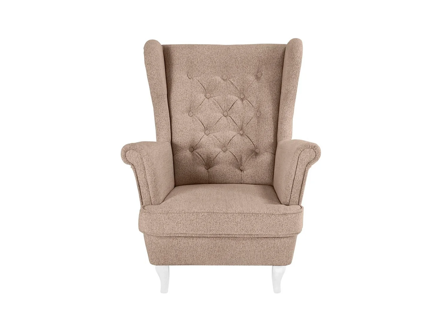 CHESTERFIELD-SESSEL Falco hellbraun mit Weiß Holzbeinen