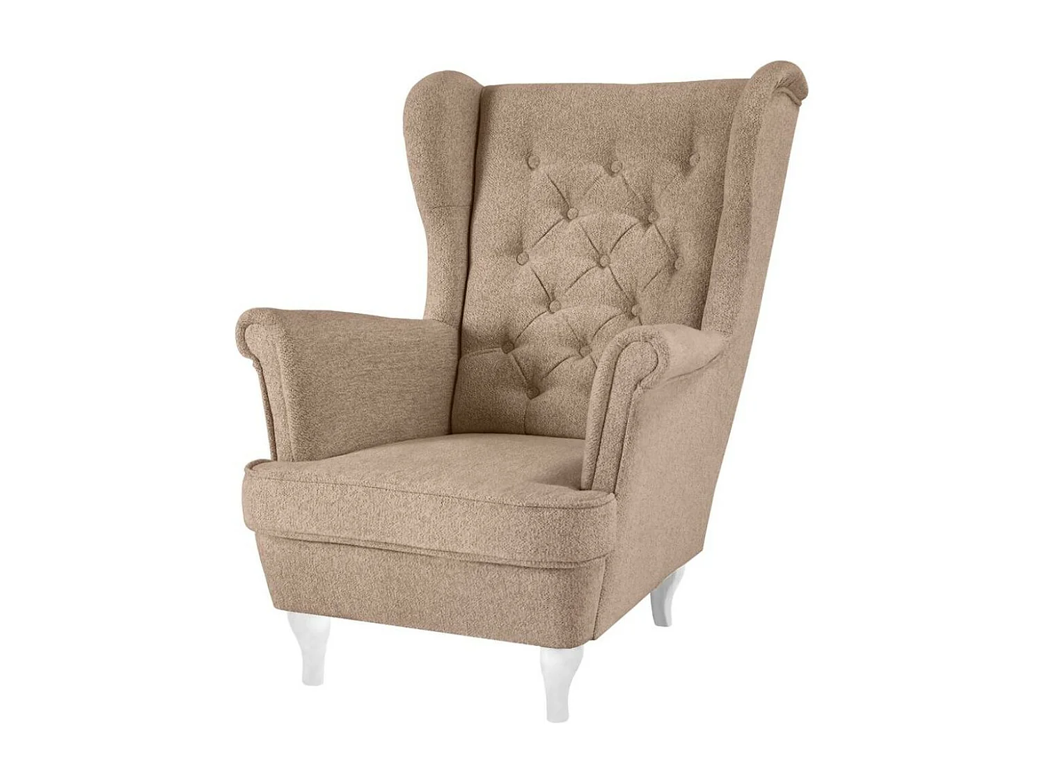 CHESTERFIELD-SESSEL Falco hellbraun mit Weiß Holzbeinen