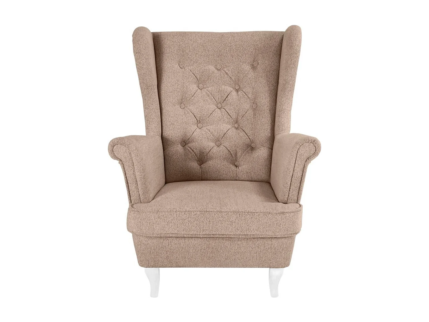 CHESTERFIELD-SESSEL Falco hellbraun mit Weiß Holzbeinen