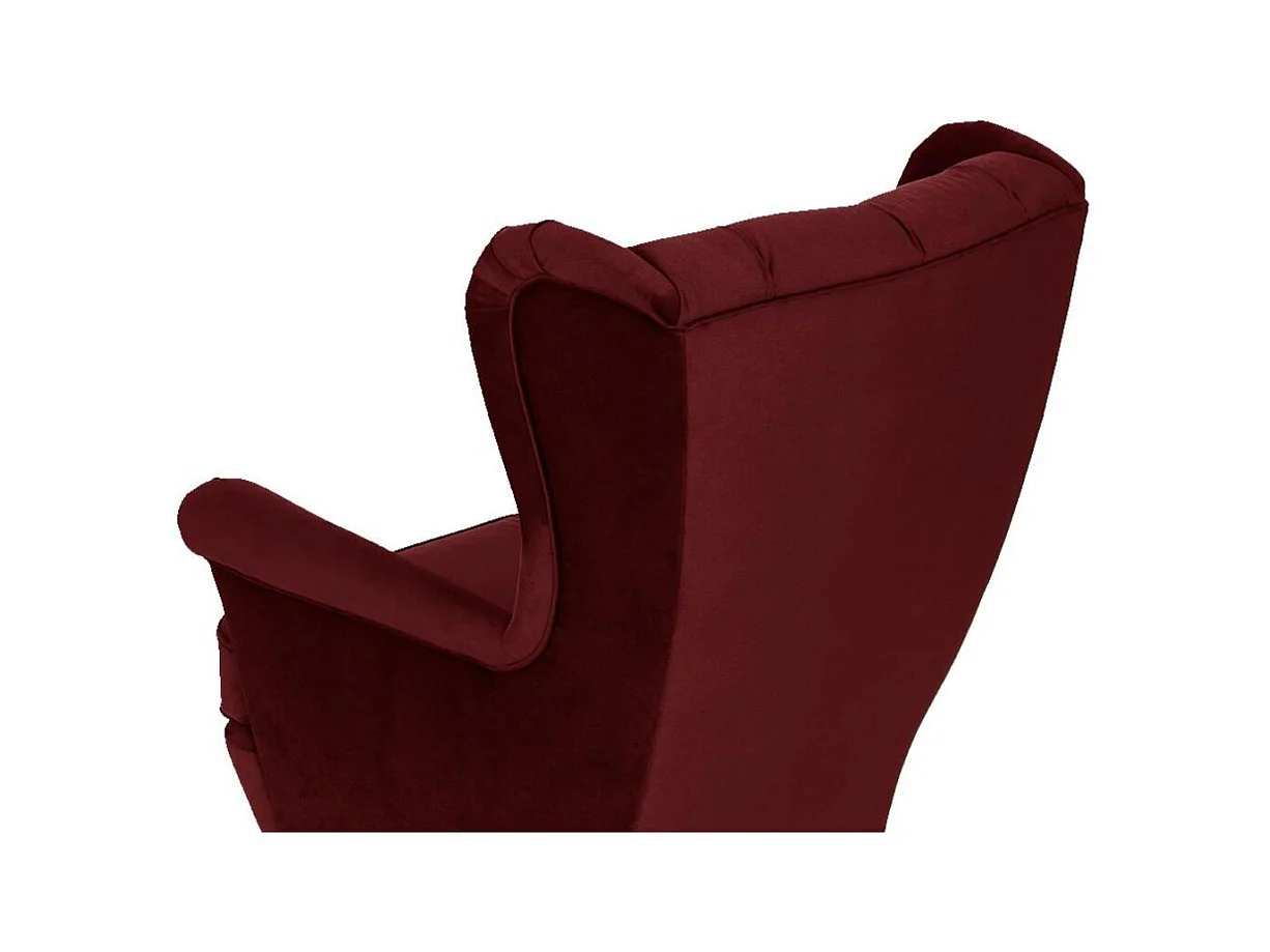 CHESTERFIELD-SESSEL Falco bordeaux mit Holzbeinen