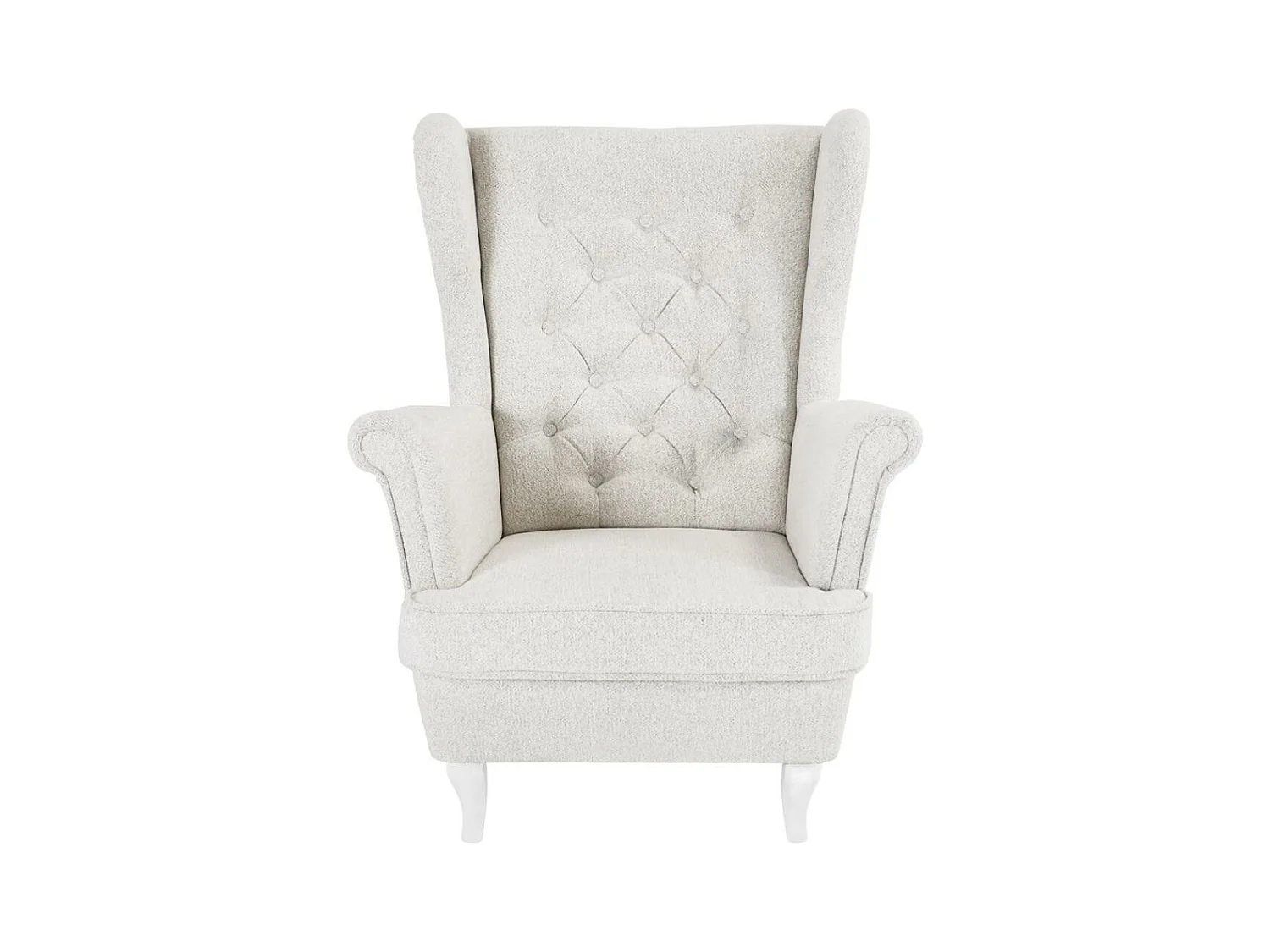 CHESTERFIELD-SESSEL Falco beige mit Weiß Holzbeinen