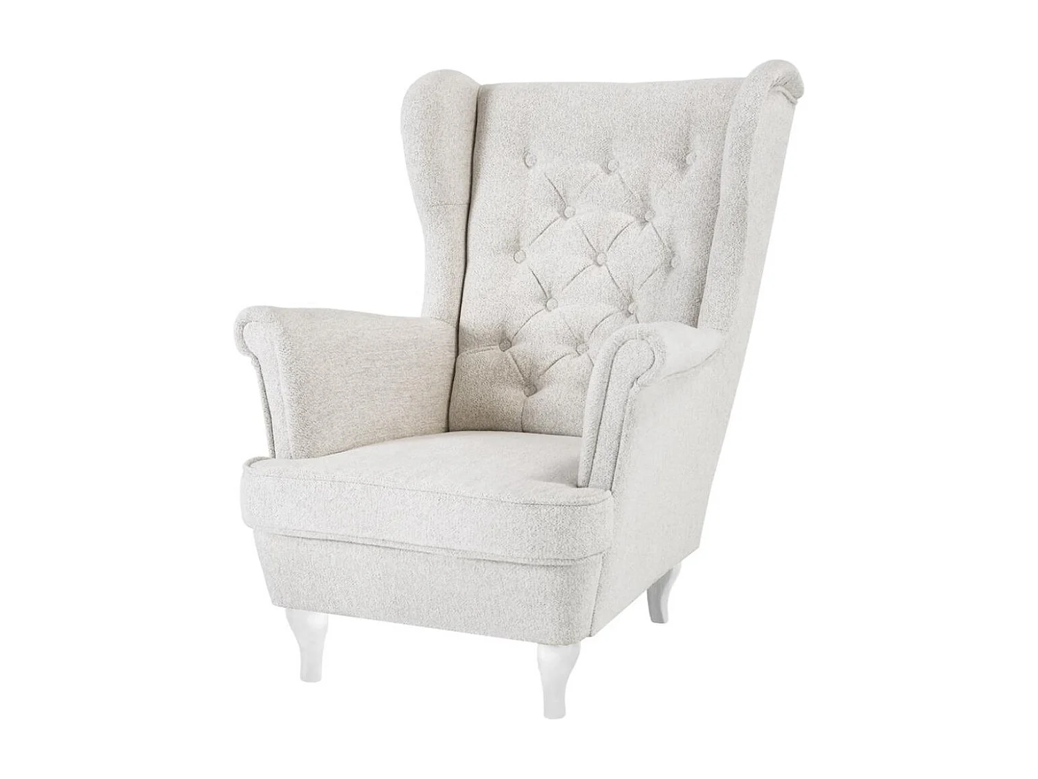 CHESTERFIELD-SESSEL Falco beige mit Weiß Holzbeinen