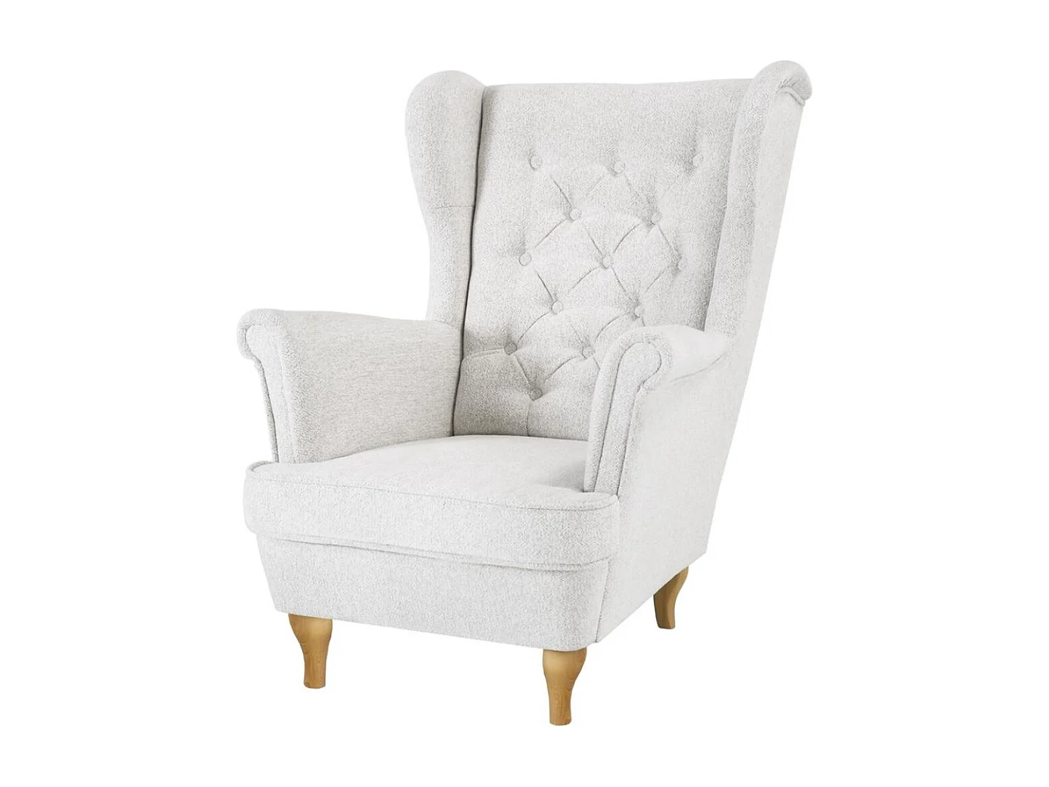 CHESTERFIELD-SESSEL Falco hellbeige mit Buche Holzbeinen