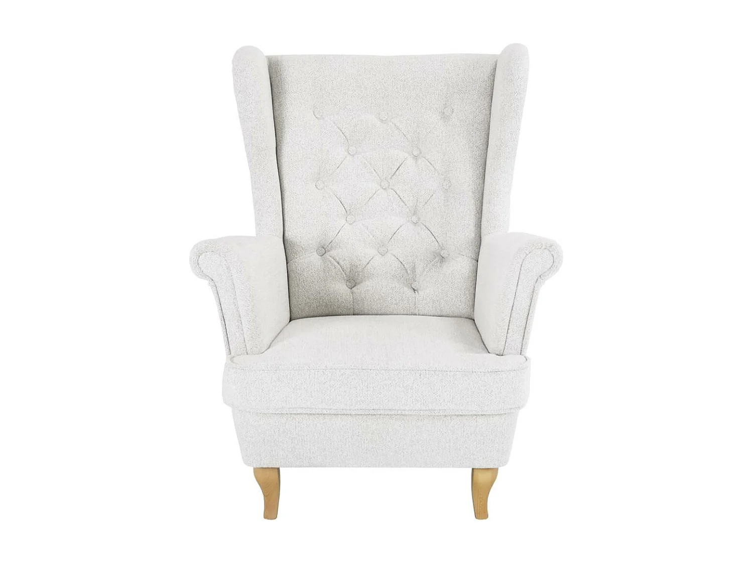 CHESTERFIELD-SESSEL Falco hellbeige mit Buche Holzbeinen