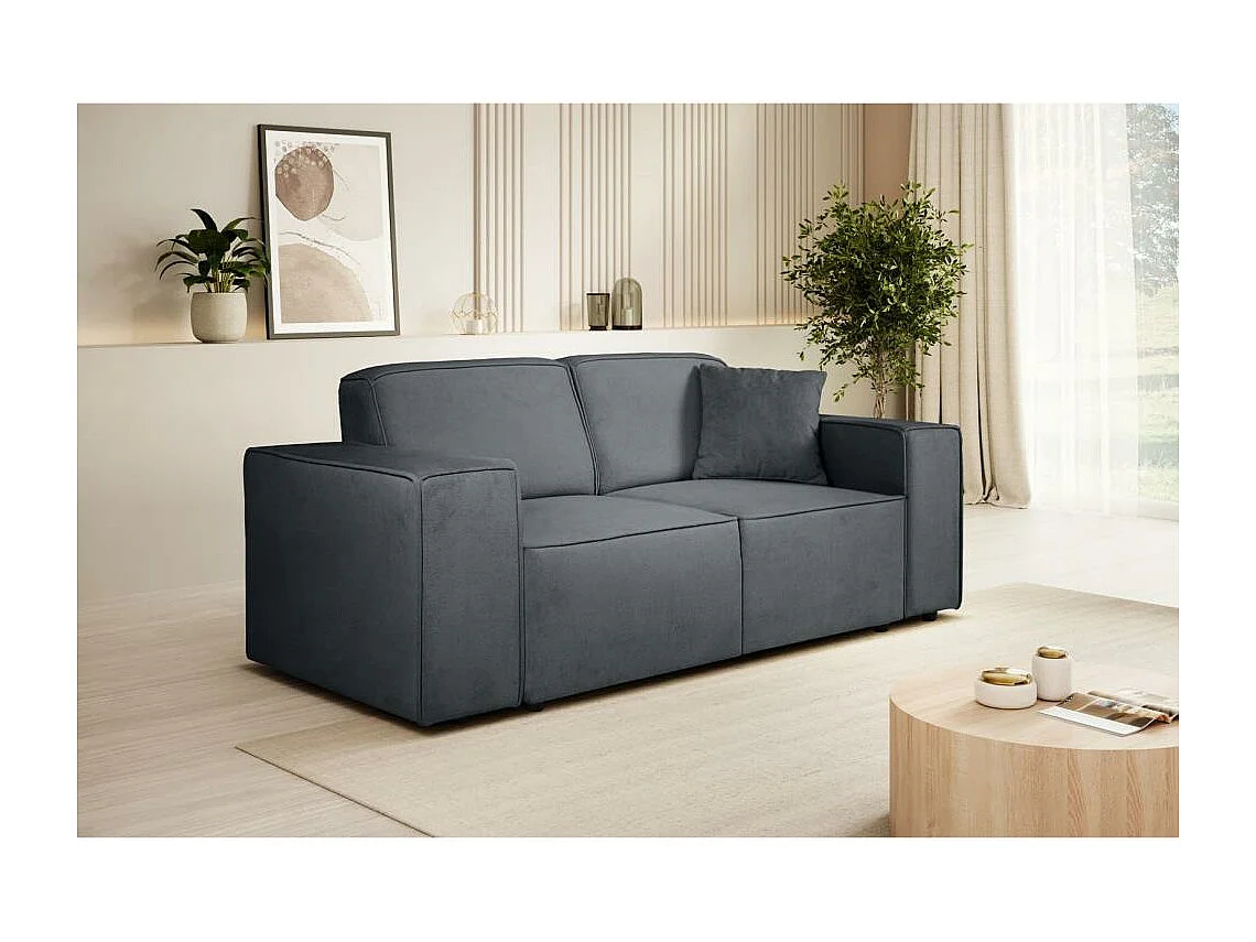 CANAPE 2 PLACES Pedro sans fonction sommeil gris foncé