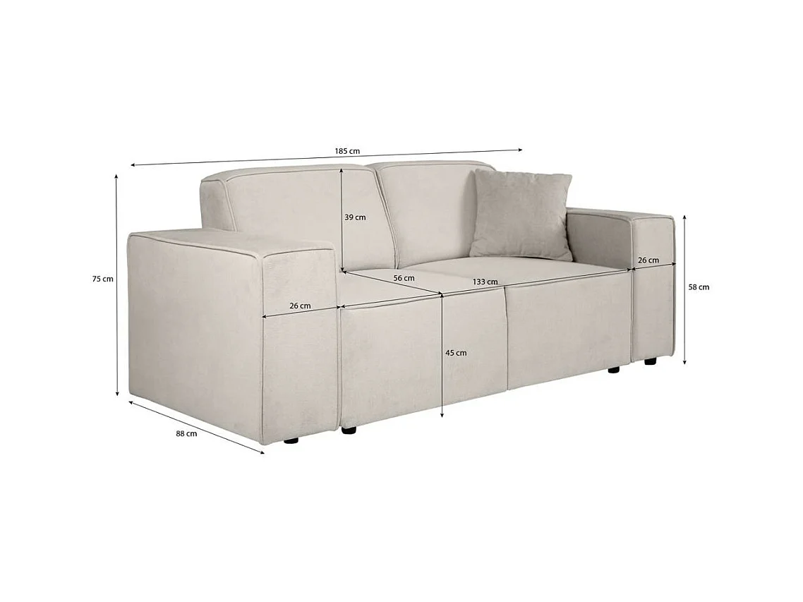 2-SITZER SOFA Pedro ohne Schlaffunktion grau