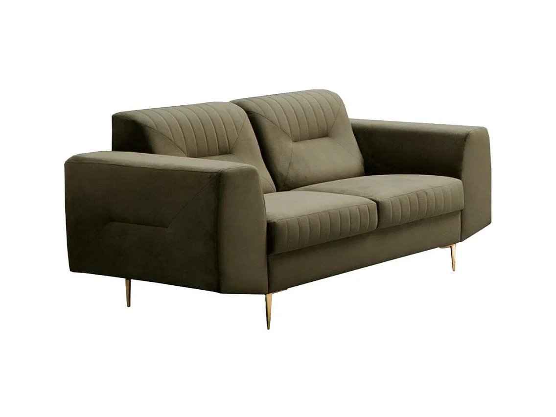 2-SITZER SOFA Venezia olivgrün mit goldenen Beinen