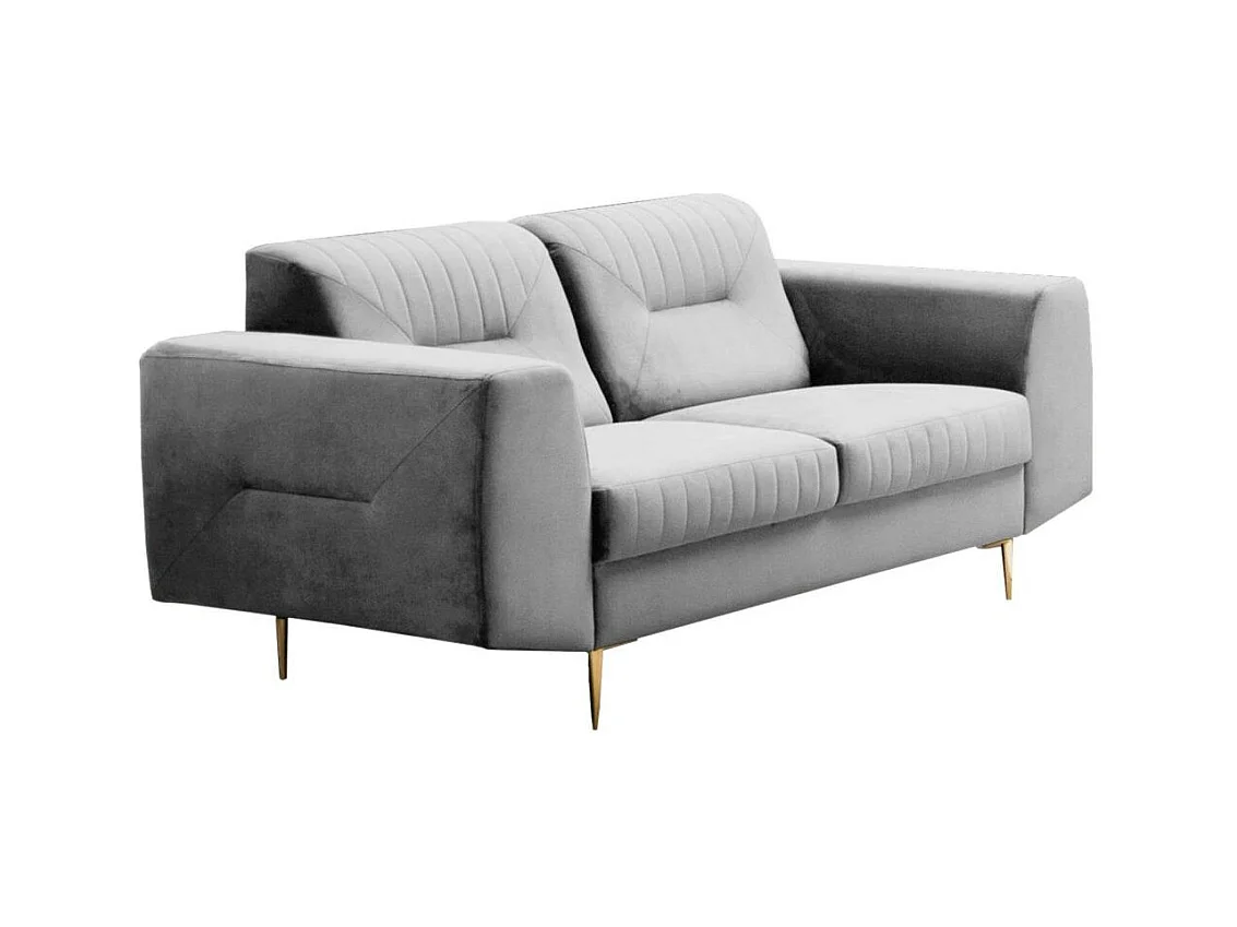 2-SITZER SOFA Venezia hellgrau mit goldenen Beinen