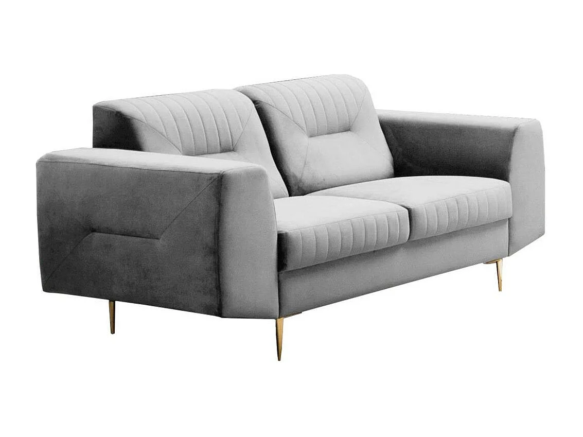 CANAPE 2 PLACES Venezia gris clair avec pieds dorés