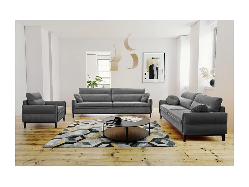 CANAPE 2 PIECES Belweder velours gris