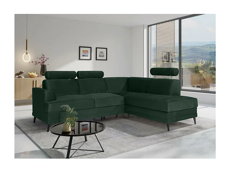 Canapé-lit ECKSCHLAFSOFA Kordian droit vert