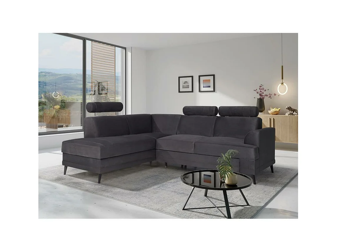 ECKSCHLAFSOFA Kordian links schwarz