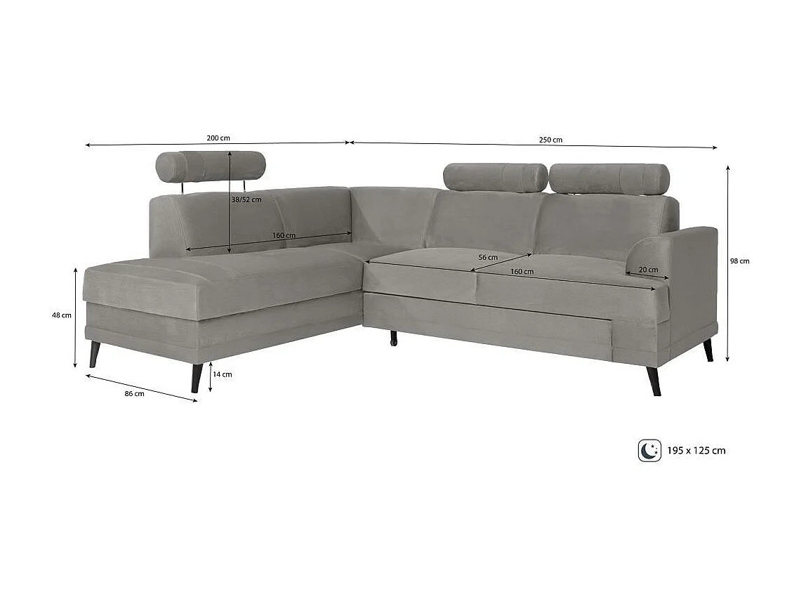 ECKSCHLAFSOFA Kordian links schwarz