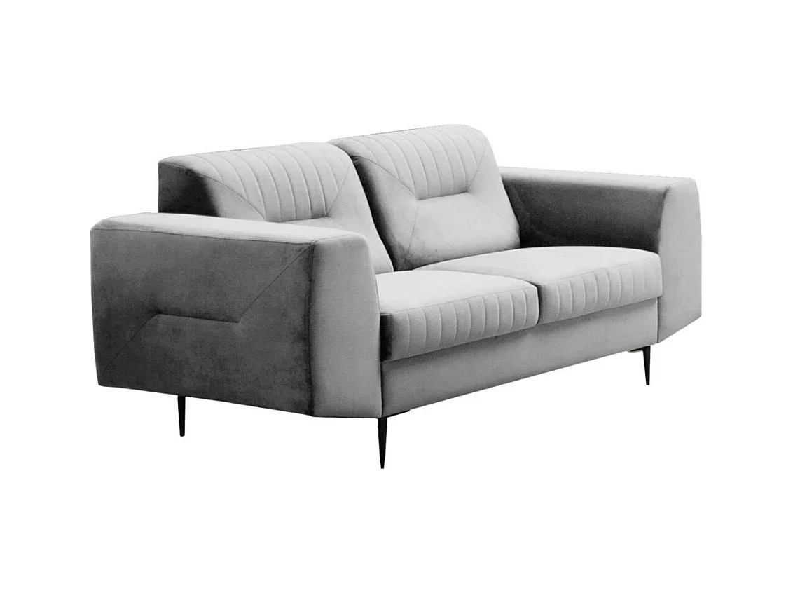 2-SITZER SOFA Venezia hellgrau mit schwarzen Beinen
