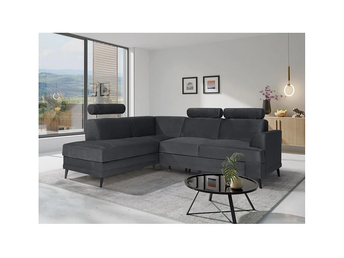 CANAPE COUCHER Kordian gauche graphite