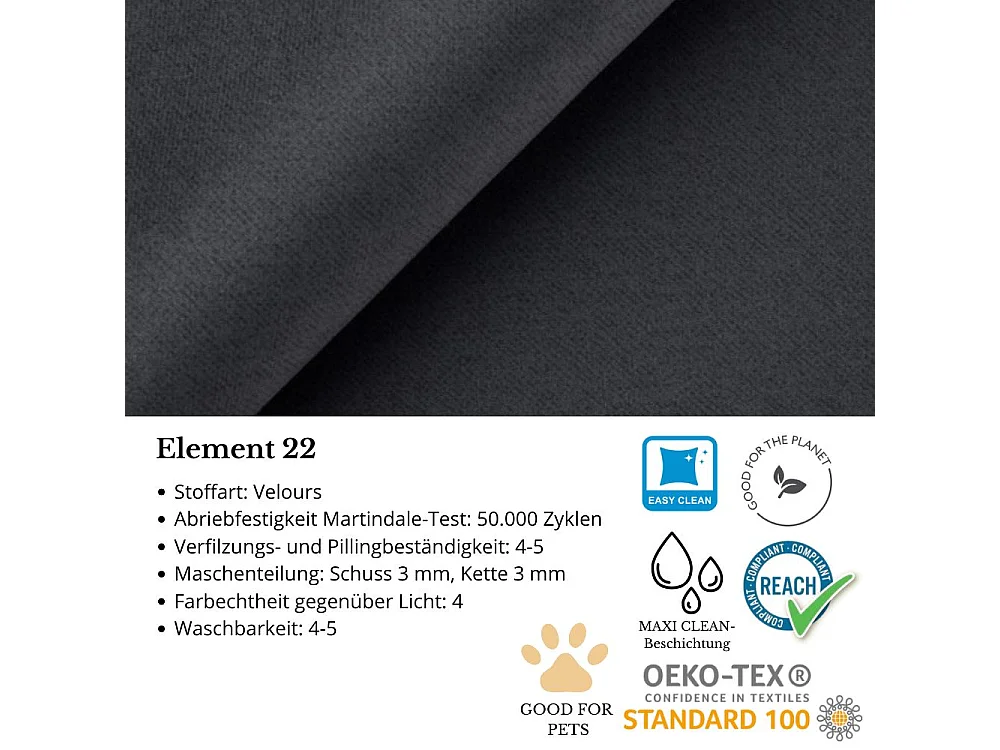 CANAPE COUCHER Kordian gauche graphite