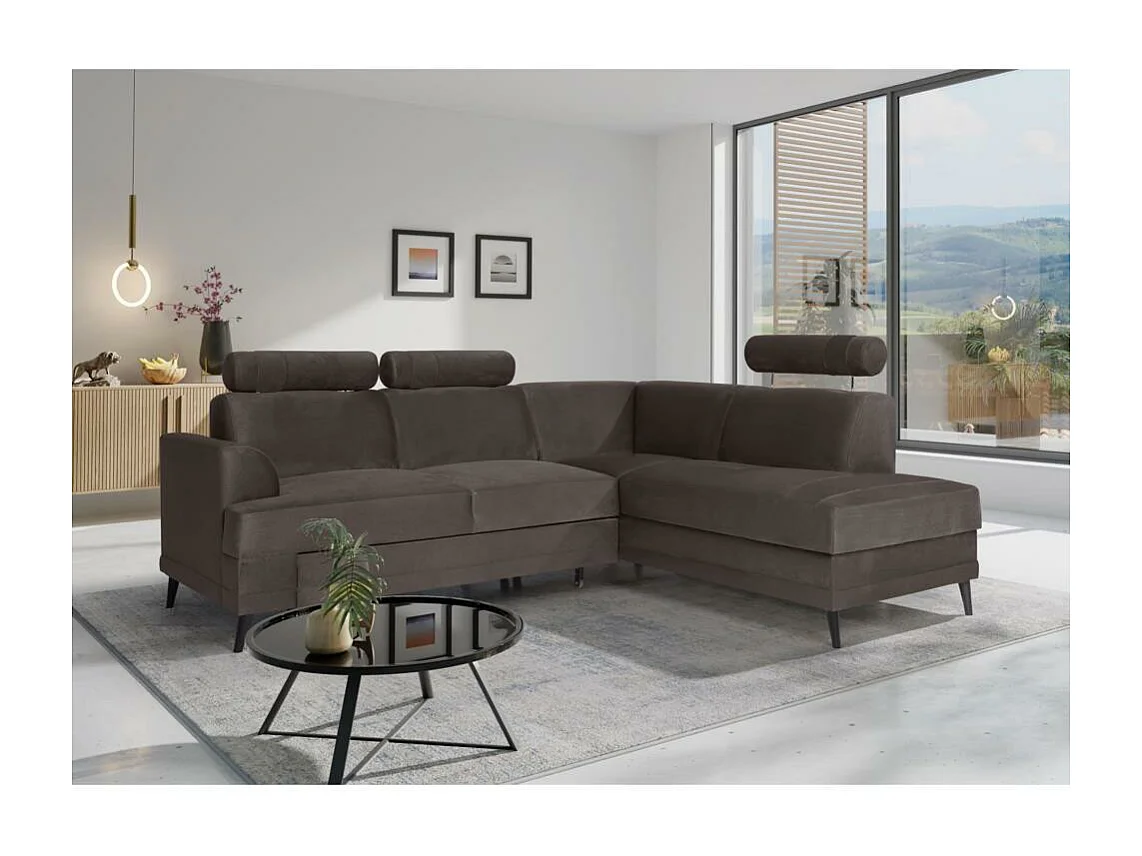 ECKSCHLAFSOFA Kordian rechts hellbraun