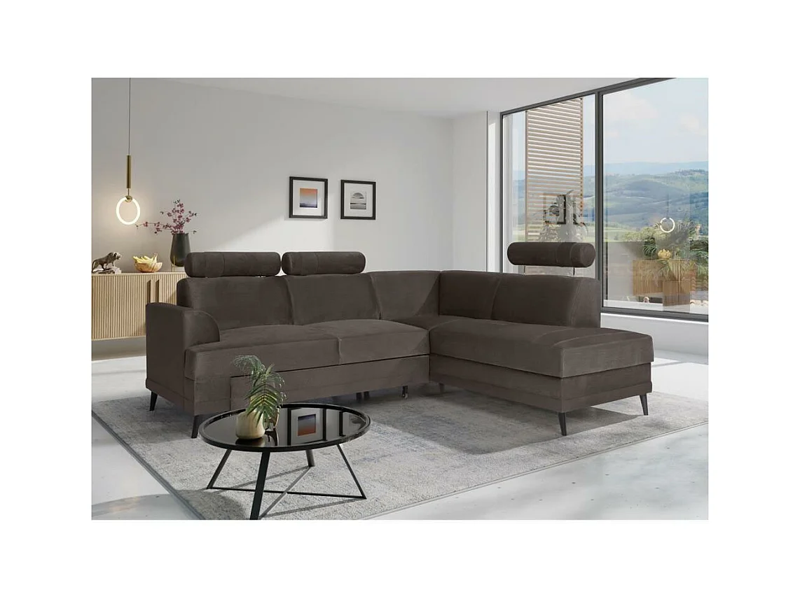 ECKSCHLAFSOFA Kordian rechts hellbraun