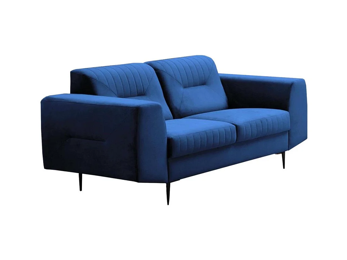 2-SITZER SOFA Venezia dunkelblau mit schwarzen Beinen
