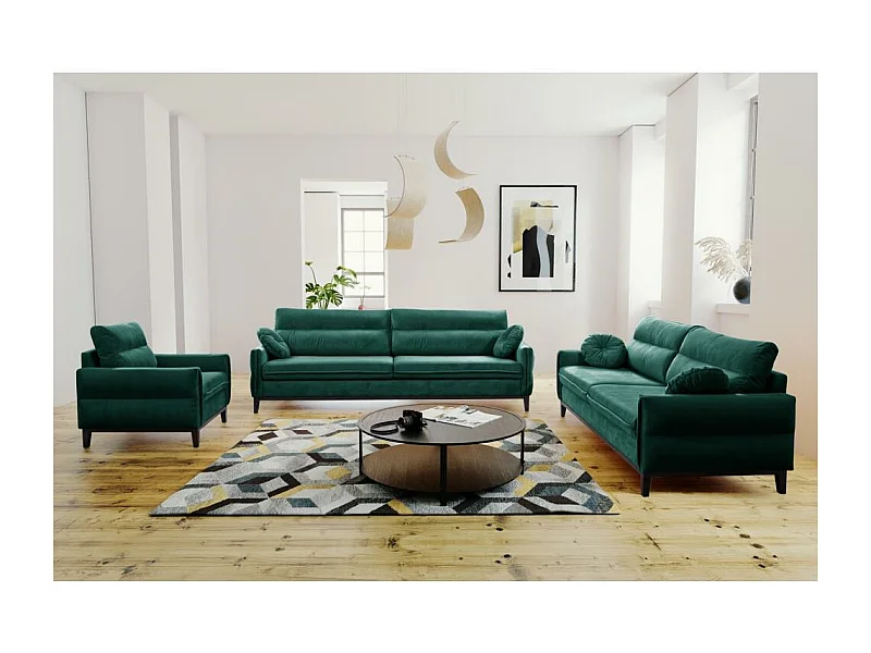 CANAPE 2 PIECES Belweder velours vert foncé