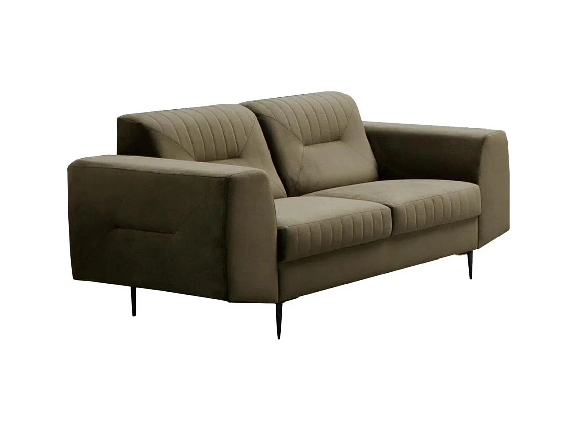 2-SITZER SOFA Venezia olivgrün mit schwarzen Beinen