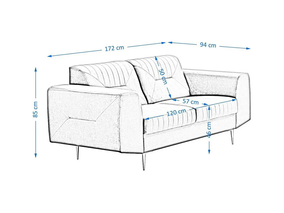 2-SITZER SOFA Venezia olivgrün mit schwarzen Beinen