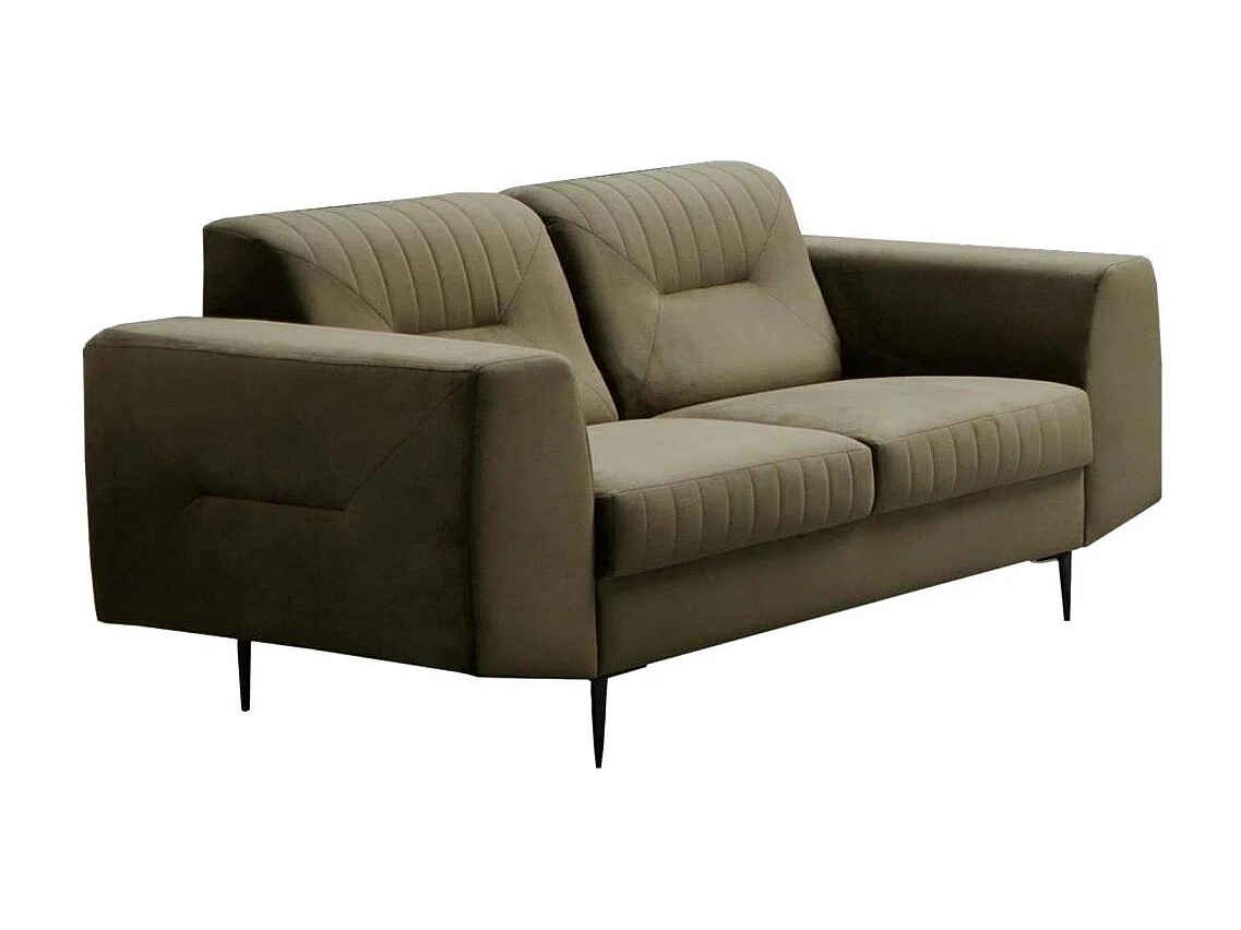 2-SITZER SOFA Venezia olivgrün mit schwarzen Beinen
