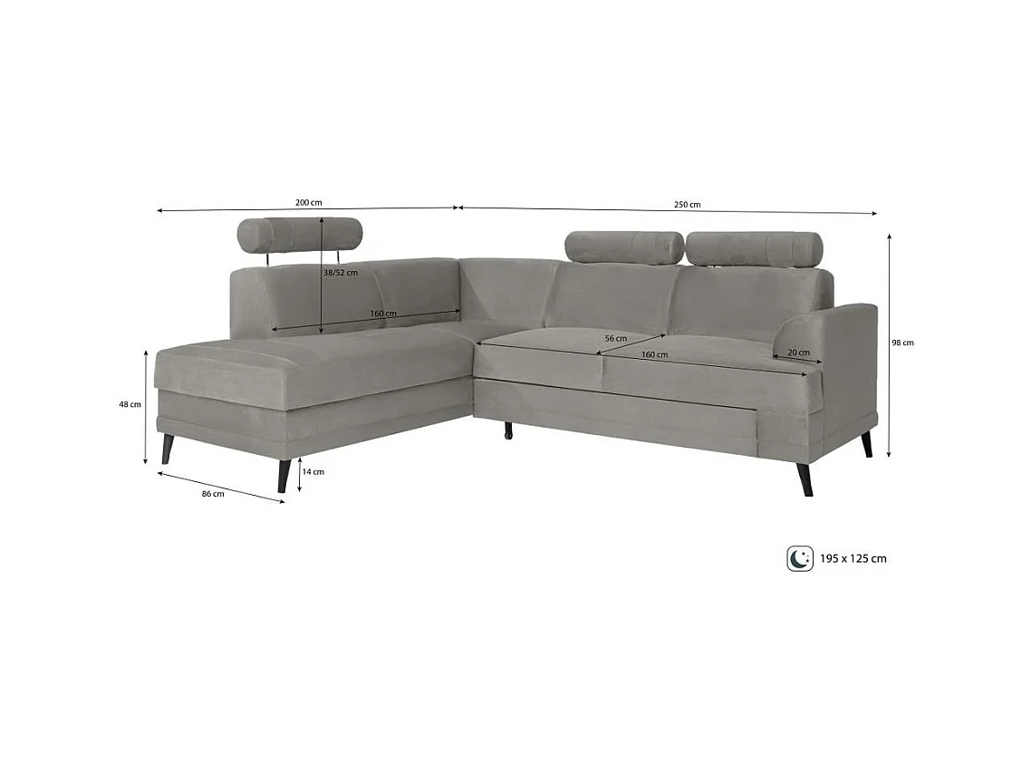 ECKSCHLAFSOFA Kordian links hellbraun