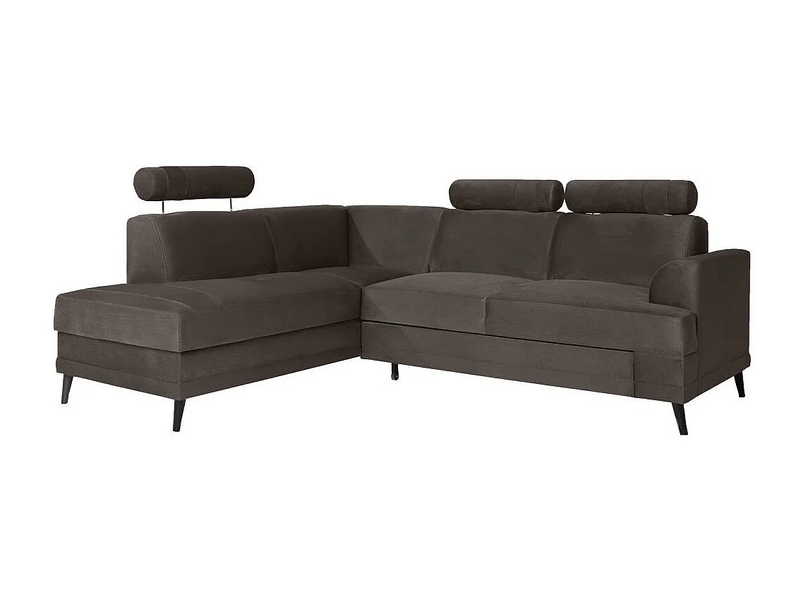 Canapé-lit ECKSCHLAFSOFA Kordian gauche brun clair