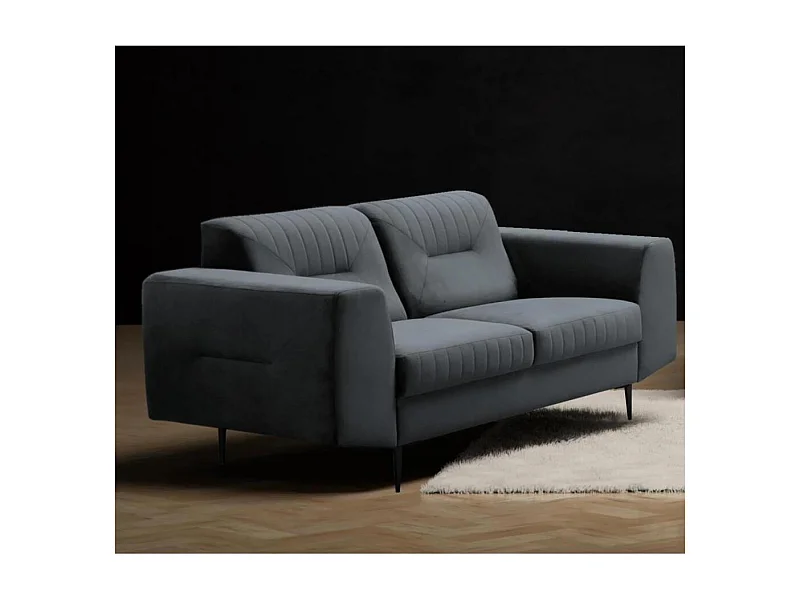 2-SITZER SOFA Venezia dunkelgrau mit schwarzen Beinen